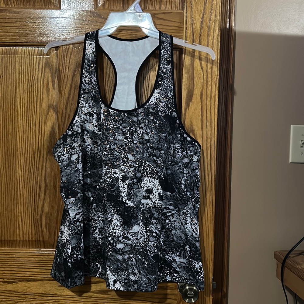 Black print with gold spots
